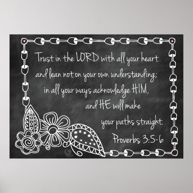Proverbs 3:5-6 Chalkboard Style Poster (Vorne)