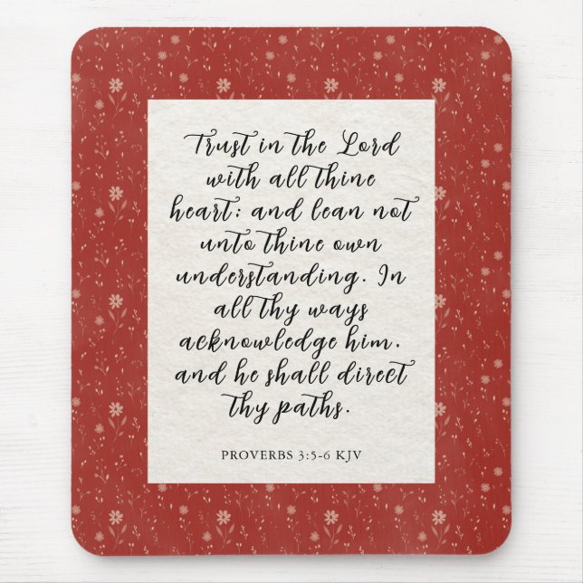 Proverbs 3:5-6 KJV Bibelverse Bild Mousepad (Vorne)