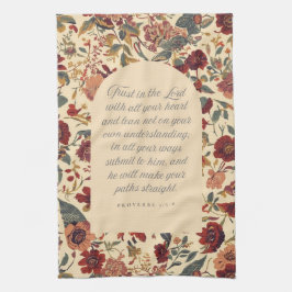 Proverbs 3:5–6 Trust in the Lord Vintage Floral Geschirrtuch