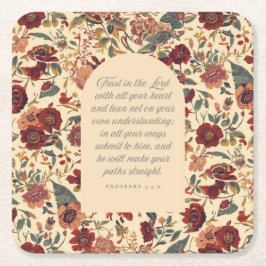 Proverbs 3:5–6 Trust in the Lord Vintage Floral Rechteckiger Pappuntersetzer