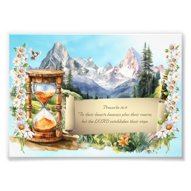 Proverbs Art Print Alps Daisies Hourglass 5 x 7 Fotodruck (Vorne)
