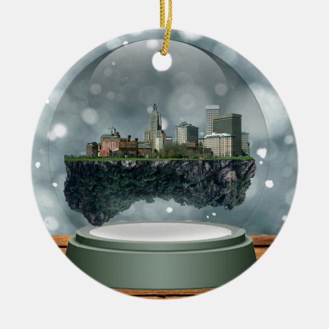 Providence-Insel-Schnee-Kugel Keramikornament (Vorne)