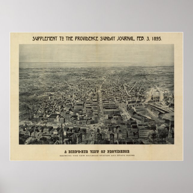 Providence Rhode Island 1894 Antique Panoramabalka Poster (Vorne)