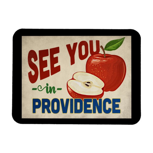 Providence Rhode Island Apple - Vintage Travel Magnet (Horizontal)