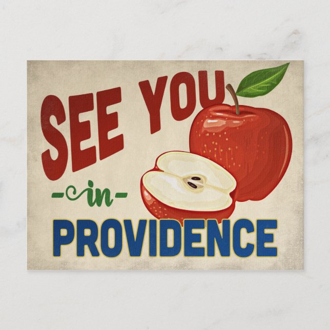 Providence Rhode Island Apple - Vintage Travel Postkarte (Vorderseite)