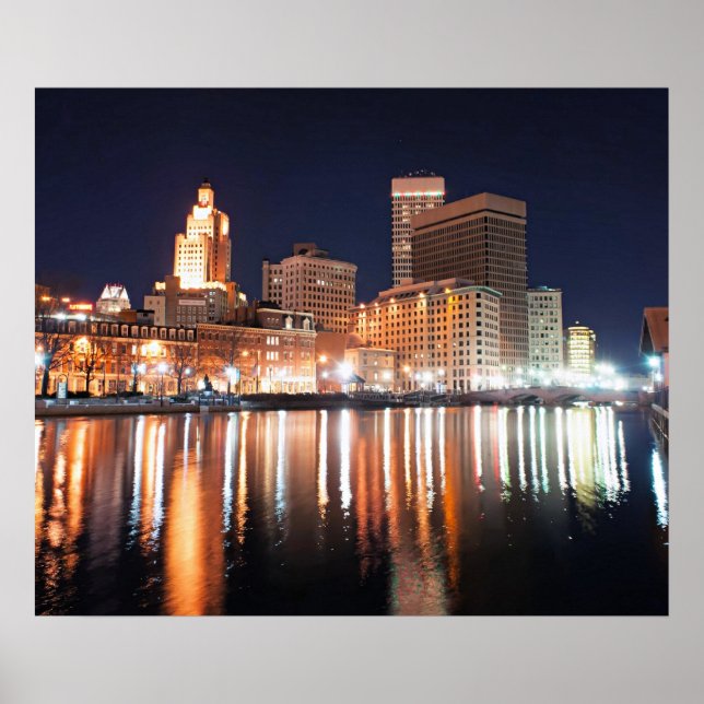 Providence, Rhode Island bei Nacht Poster (Vorne)