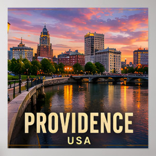 Providence Rhode Island Flussufer Reise-Geschenk Poster