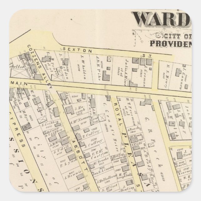 Providence Rhode Island Karte 2 Quadratischer Aufkleber (Vorderseite)