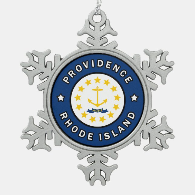 Providence Rhode Island Schneeflocken Zinn-Ornament (Vorderseite)