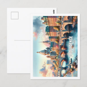 Providence Rhode Island US Berühmter Ort Aquarell Postkarte