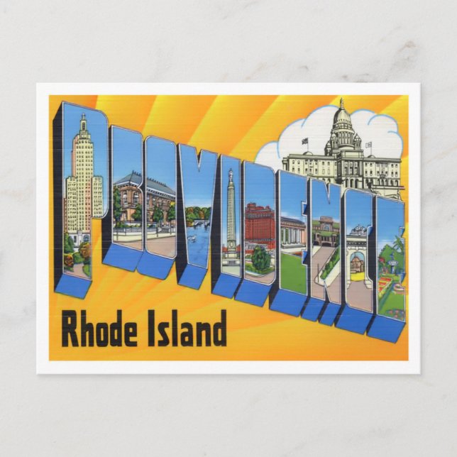 Providence, Rhode Island Vintag Big Letters Postkarte (Vorderseite)
