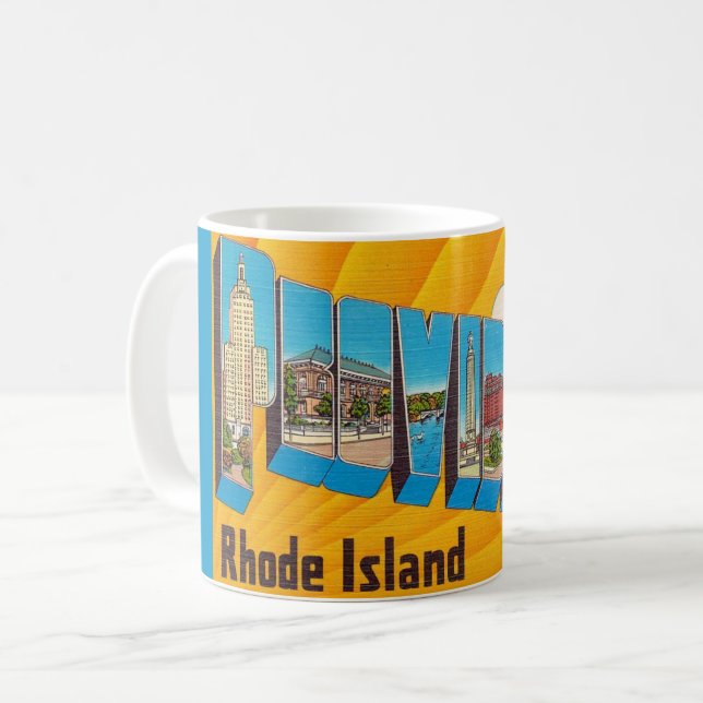 Providence RI Retro Postcard Mug Kaffeetasse (Vorderseite Links)