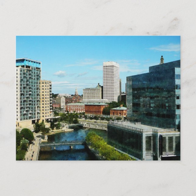 Providence RI Skyline Postkarte (Vorderseite)
