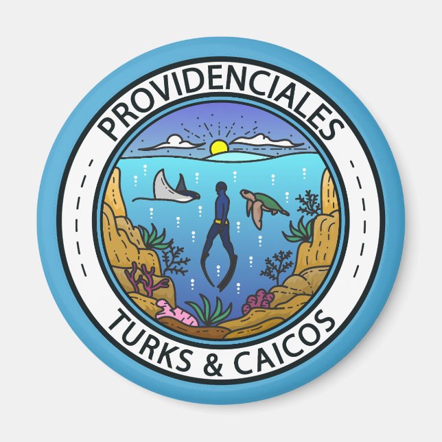 Providenciales Turks and Caicos Scuba Abzeichen Magnet (Vorne)