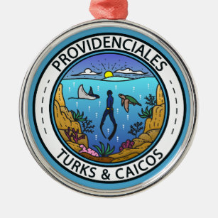 Providenciales Turks and Caicos Scuba Abzeichen Ornament Aus Metall