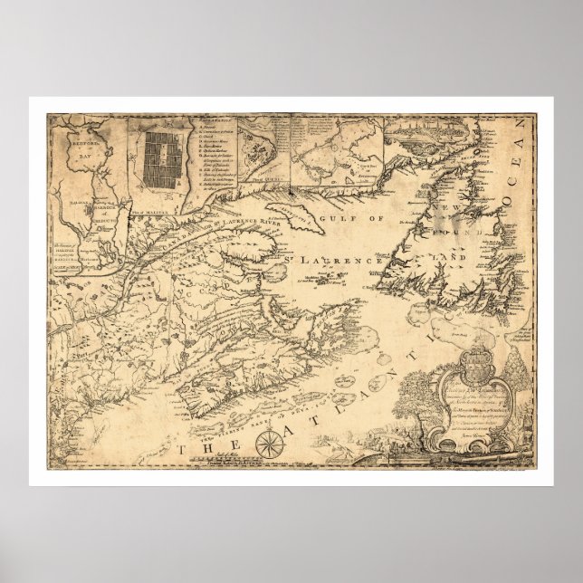 Provinz Nova Scotia Kanada Karte 1776 Poster (Vorne)