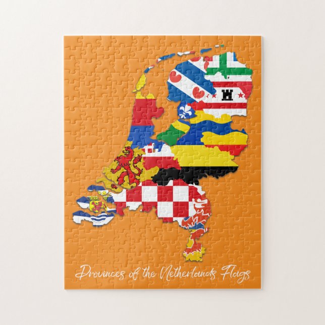 Provinzen der Niederlande Flags Map Educational Puzzle (Vertikal)