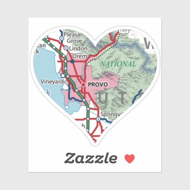 Provo Utah Karte Aufkleber (Blatt)