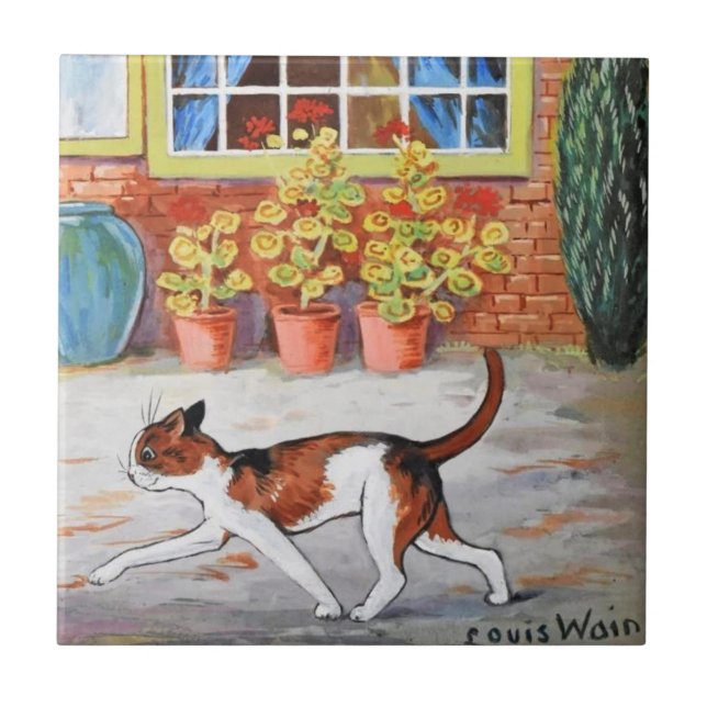 Prowling Cat, Louis Wain Fliese (Vorderseite)
