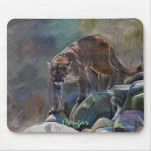 Prowling Cougar Mountain Lion Art Design Mousepad