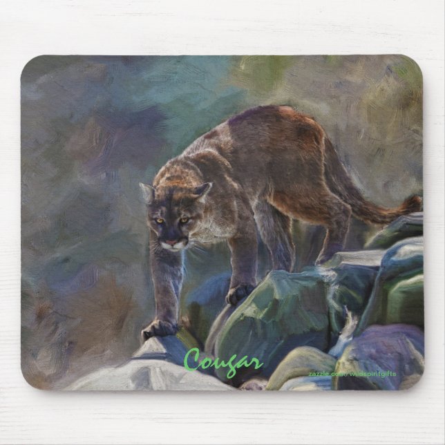 Prowling Cougar Mountain Lion Art Design Mousepad (Vorne)