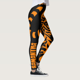 Prowling Tiger Black & Orange Individuelle Name Le Leggings