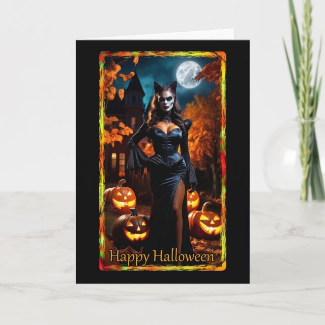 Prowying Kitty Costume Halloween Card Karte (Vorderseite)