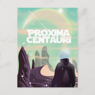 Proxima Centauri Science-Fiction-Reiseposter Postkarte