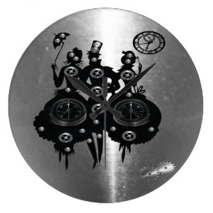 Prozess-Steampunktion-Silhouette Große Wanduhr