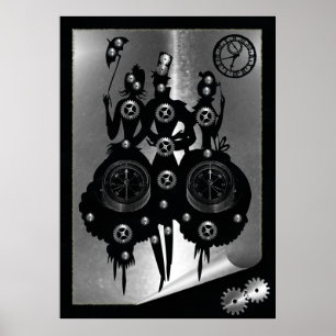 Prozess-Steampunktion-Silhouette Poster