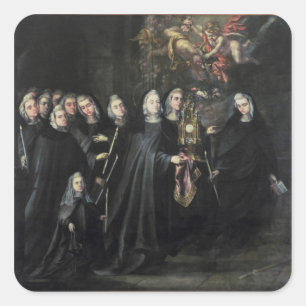 Prozession des heiligen Clare mit dem Eucharisten Quadratischer Aufkleber