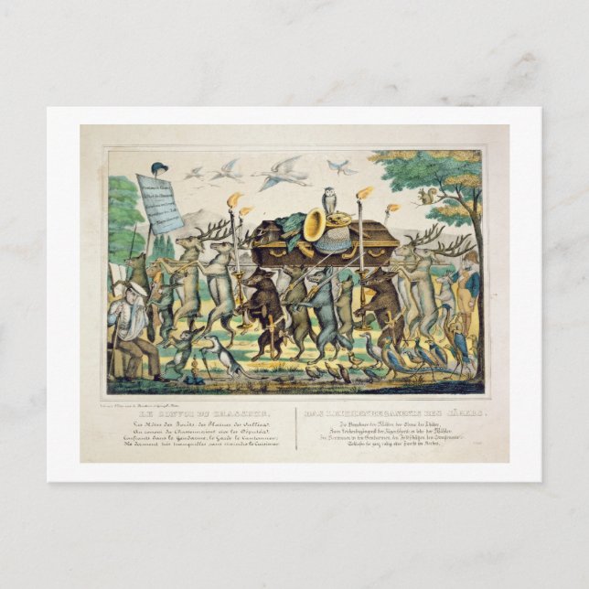 Prozession des Jägers, c.1850 (handfarbene Beleuch Postkarte (Vorderseite)