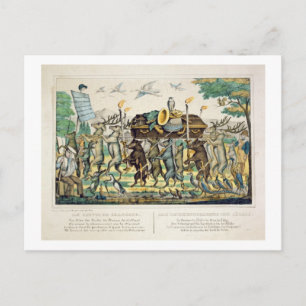 Prozession des Jägers, c.1850 (handfarbene Beleuch Postkarte