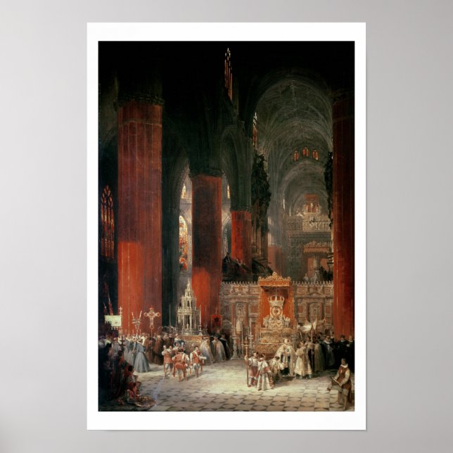 Prozession in Sevilla Kathedrale, 1833 (Öl auf Can Poster (Vorne)