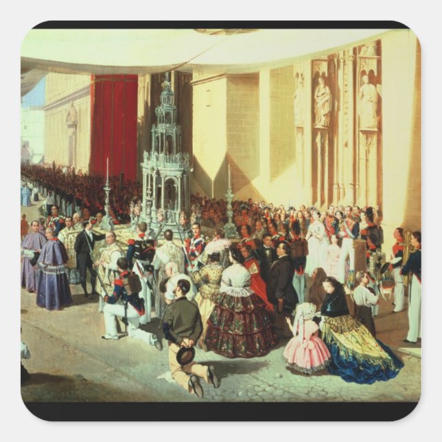 Prozession von Corpus Christi in Sevilla Quadratischer Aufkleber (Vorderseite)