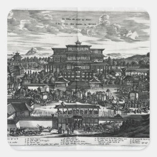 Prozession von Macao, eine Illustration Quadratischer Aufkleber
