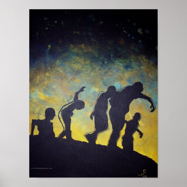 Prozession zu Frühstück Zombie Silhouette Poster (Vorne)