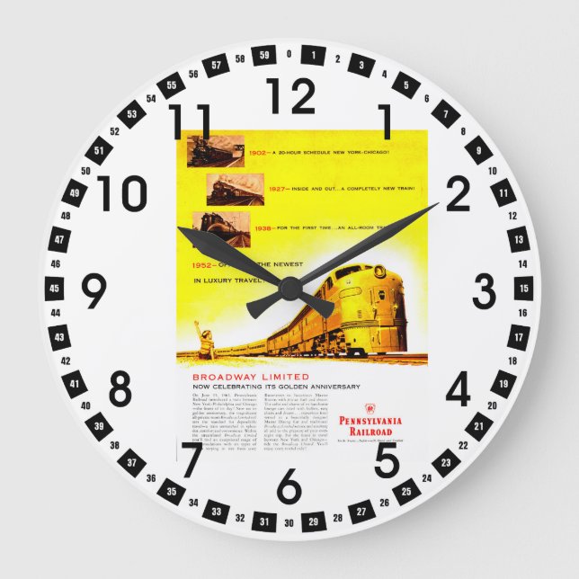 PRR Broadway Limited 50 Jahre alt Große Wanduhr (Vorderseite)