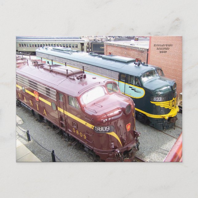 PRR E8A 5809 und ERIE E8A 833 in Steamtown Postkarte (Vorderseite)