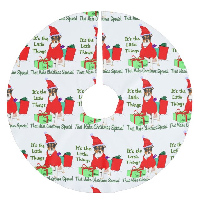 PrRat Terrier Weihnachten anpassen Polyester Weihnachtsbaumdecke (Vorderseite)