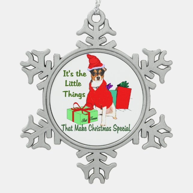 PrRat Terrier Weihnachten anpassen Schneeflocken Zinn-Ornament (Vorderseite)
