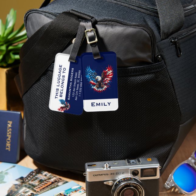 Prtiotische Farben Adlerrot weiß und blau Gepäckanhänger (Vorderseite & Rückseite)