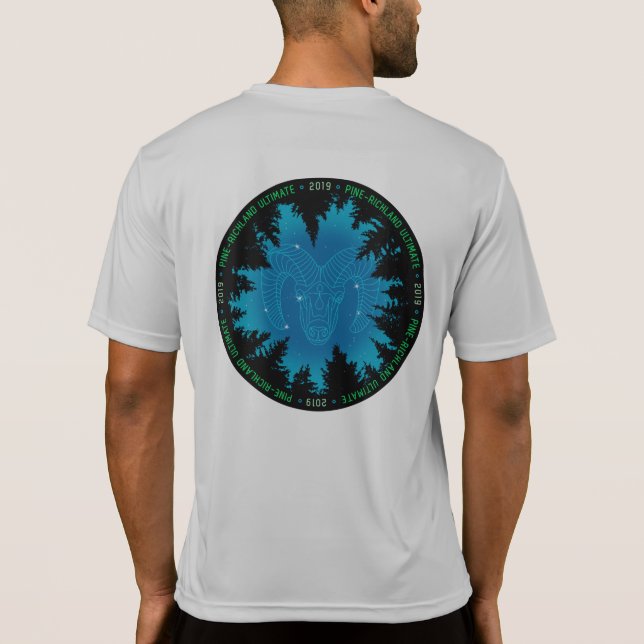 PRU-RAM Himmel-VORDERES u. HINTERES Sport-Tek T-Shirt (Rückseite)