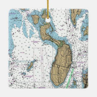 Prudence Island RI Nautic Chart Keramikornament