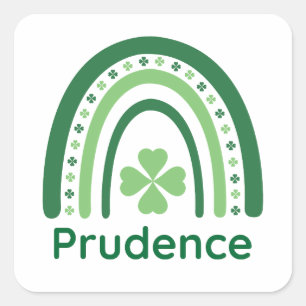 Prudence Name Clover Boho Regenbogen Quadratischer Aufkleber