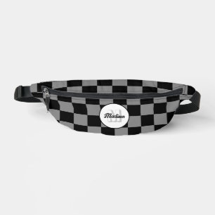 Prüfgrau, geometrisch, schwarz, Retro-Monogramm Bauchtasche