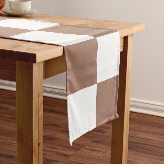 Prüfmuster in Weiß und Mocha Mousse Großer Tischläufer (Beispiel)