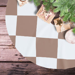 Prüfmuster in Weiß und Mocha Mousse Polyester Weihnachtsbaumdecke