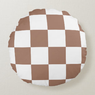 Prüfmuster in Weiß und Mocha Mousse Rundes Kissen