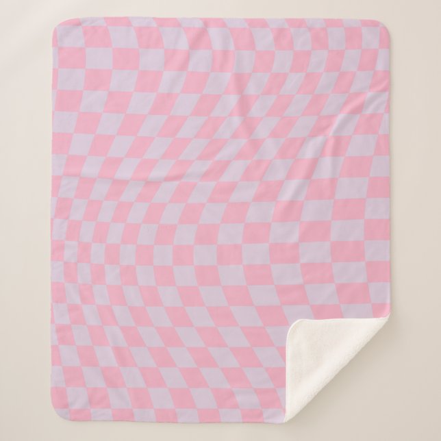 Prüfmuster Lilac Pink Karo Checkerboard Sherpadecke (Vorderseite)